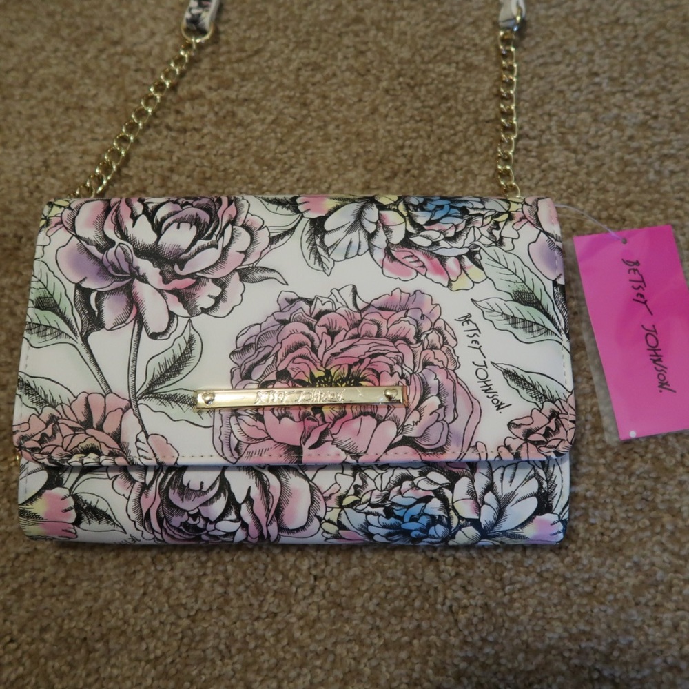 Betsey Johnson XO Sadie Floral Print Crossbody Purse/Wallet